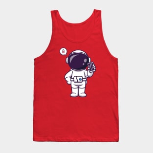 Cute Astronaut Holding Phone Cartoon Tank Top